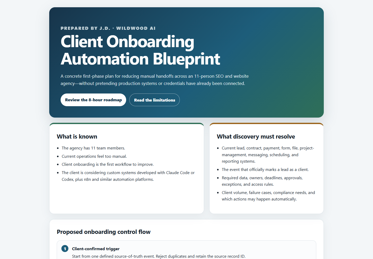 Client Onboarding Blueprint prototype screenshot