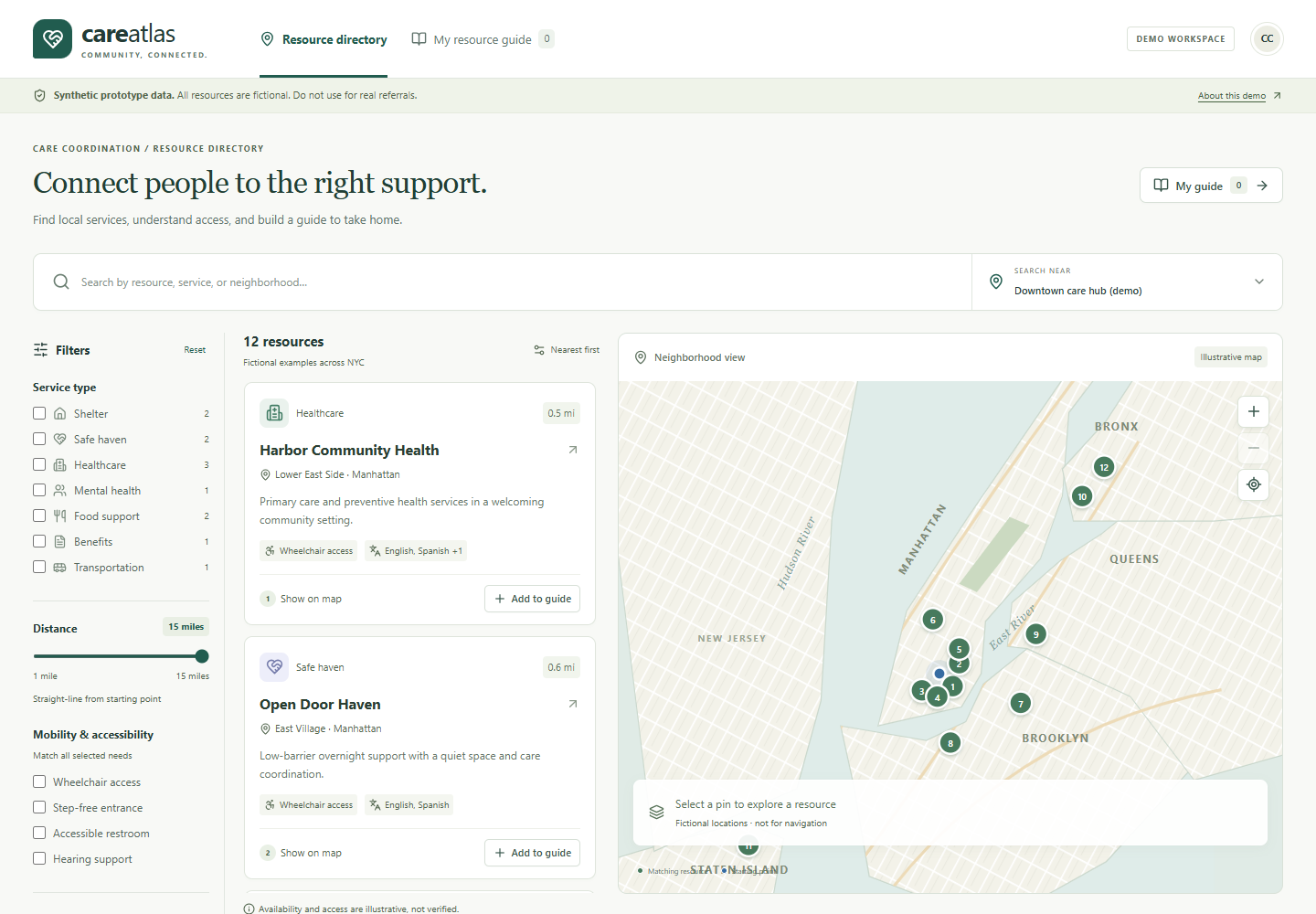 Care Atlas prototype screenshot